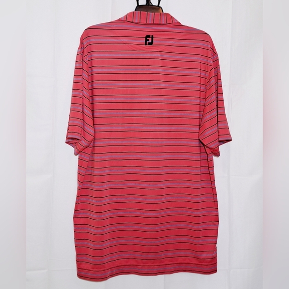 FootJoy Pink and Blue Striped Polo Shirt Size L #1 - Picture 7 of 7
